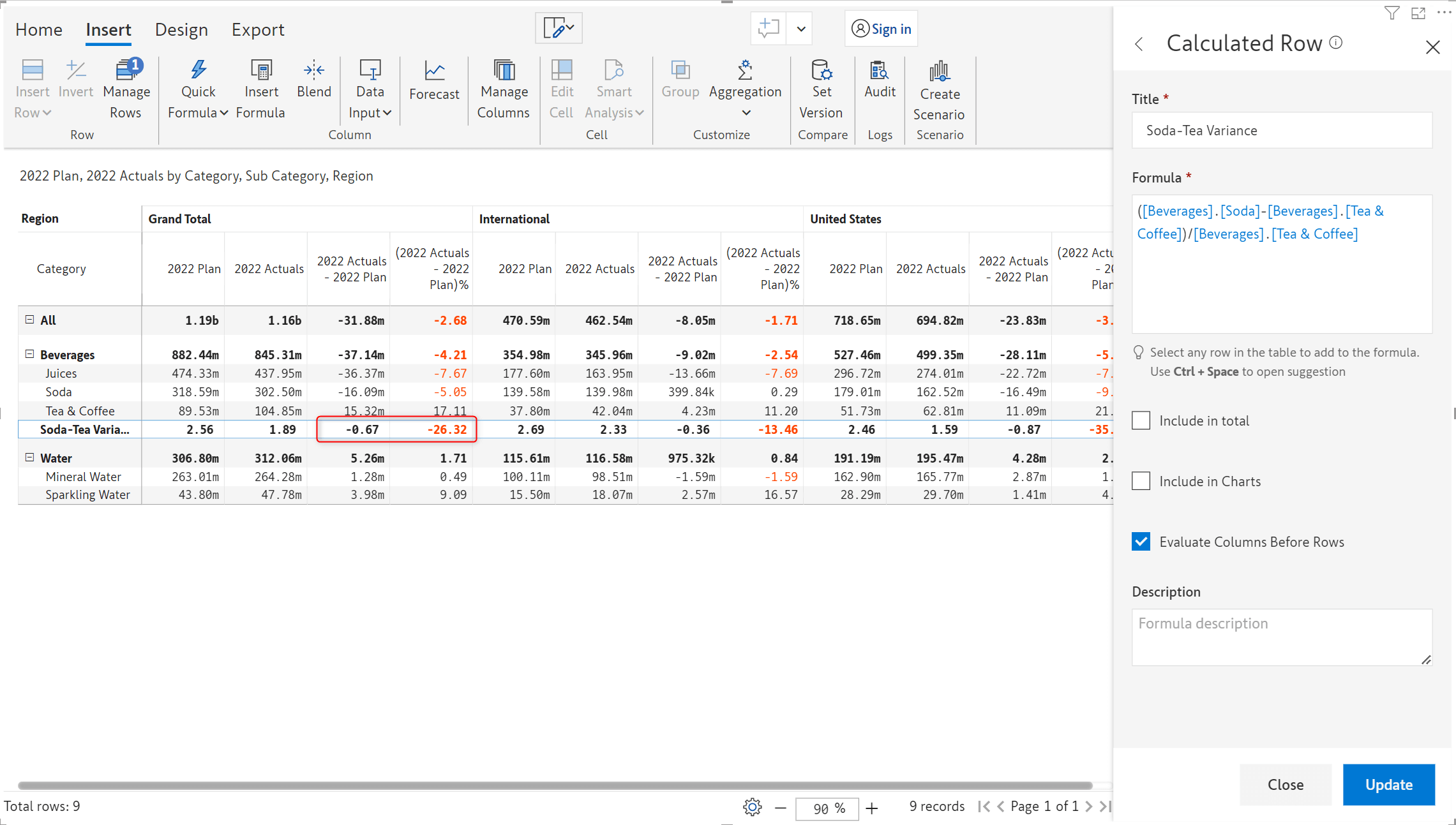 Evaluate columns before rows