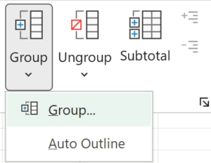 Group rows or columns in Excel