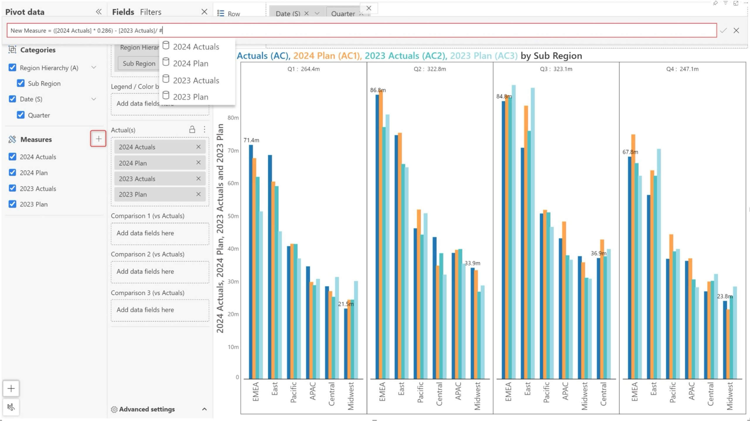 Implement in-visual calculations & formatting