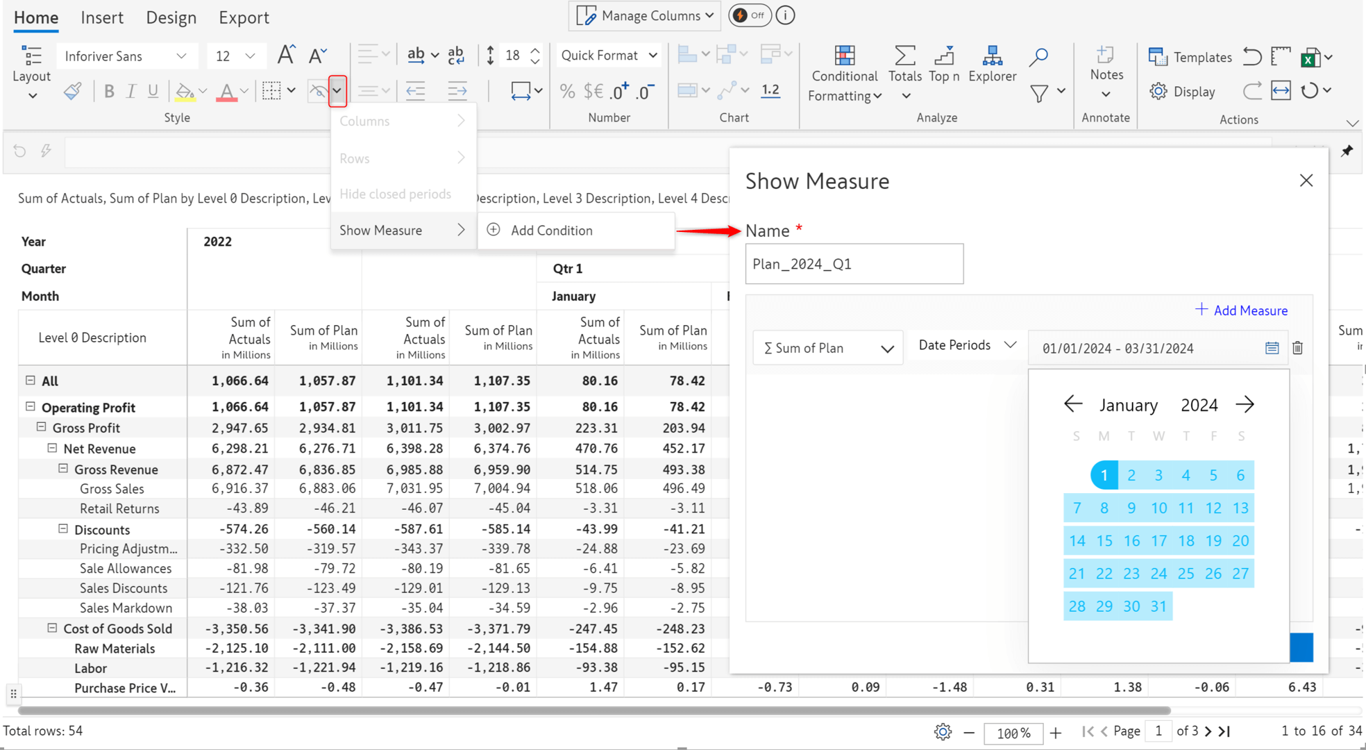 date-based-show-measures-interface