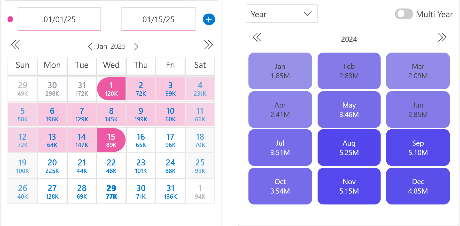 date-calendar picker in power bi