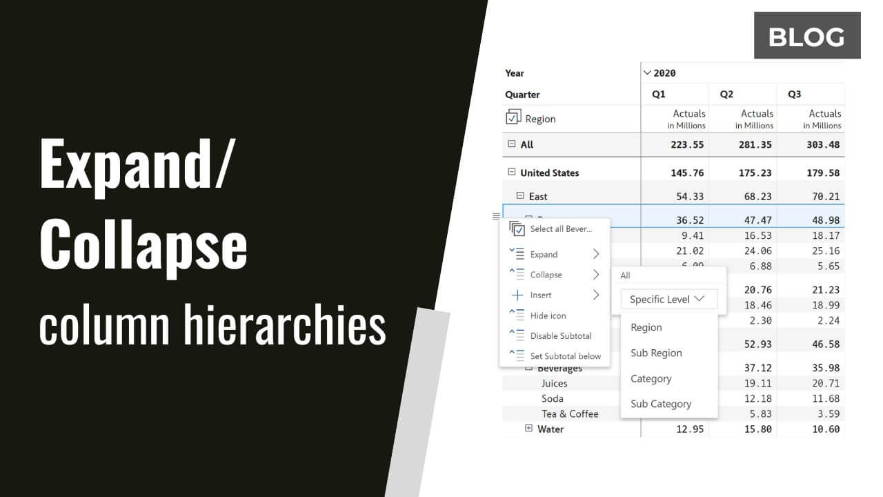 Expand/collapse column hierarchy in Power BI