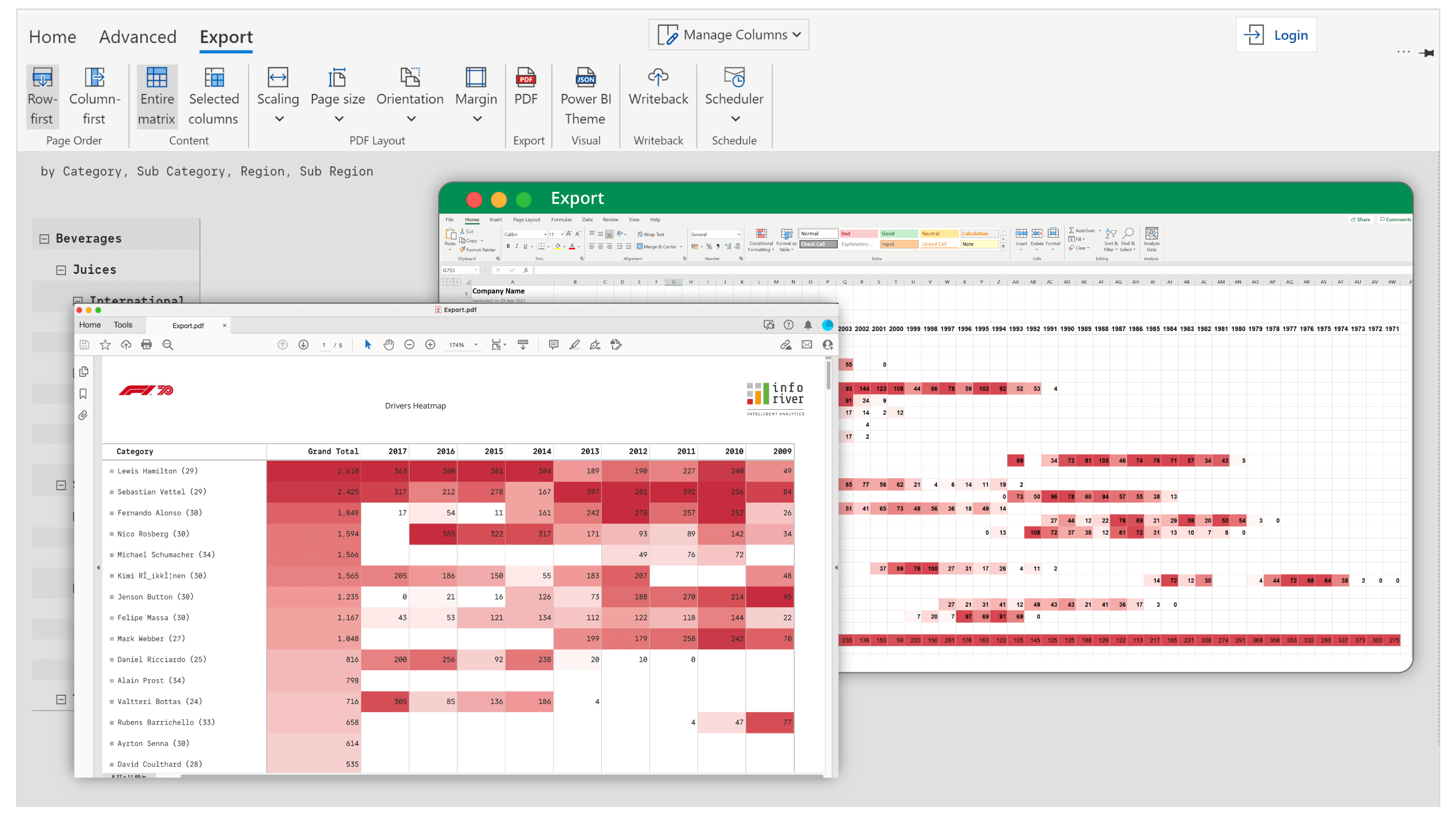 Features-Export to Excel & PDF with formatting