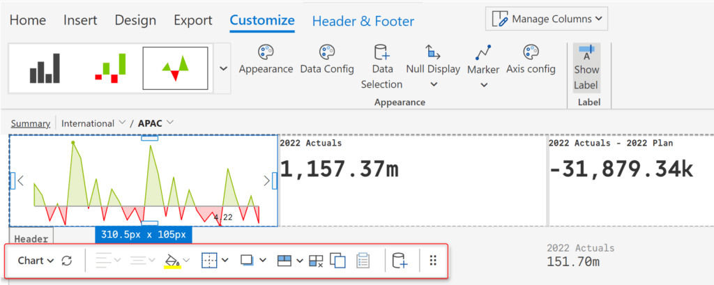 Header footer enhancements - Charts and visualizations