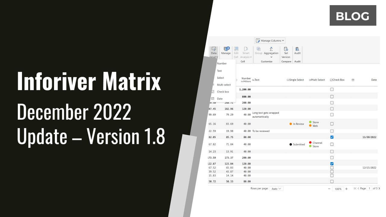 Inforiver Matrix December 2022 Update – Version 1.8