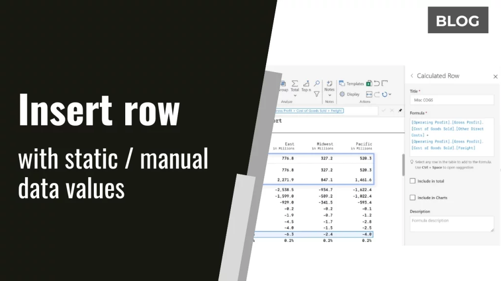 Insert row and manually enter data in Power BI matrix reports