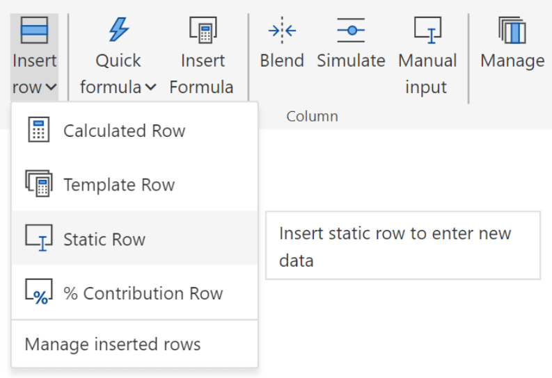 Insert row and enter data manually in Power BI