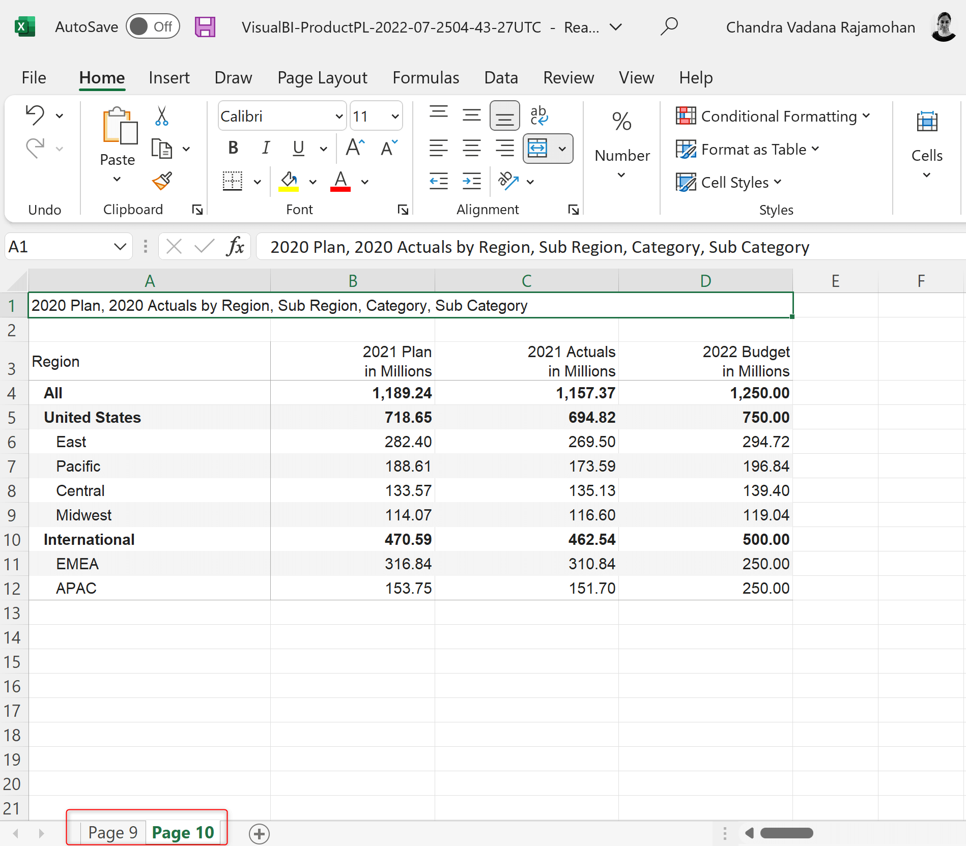 Merge Excel to a single page