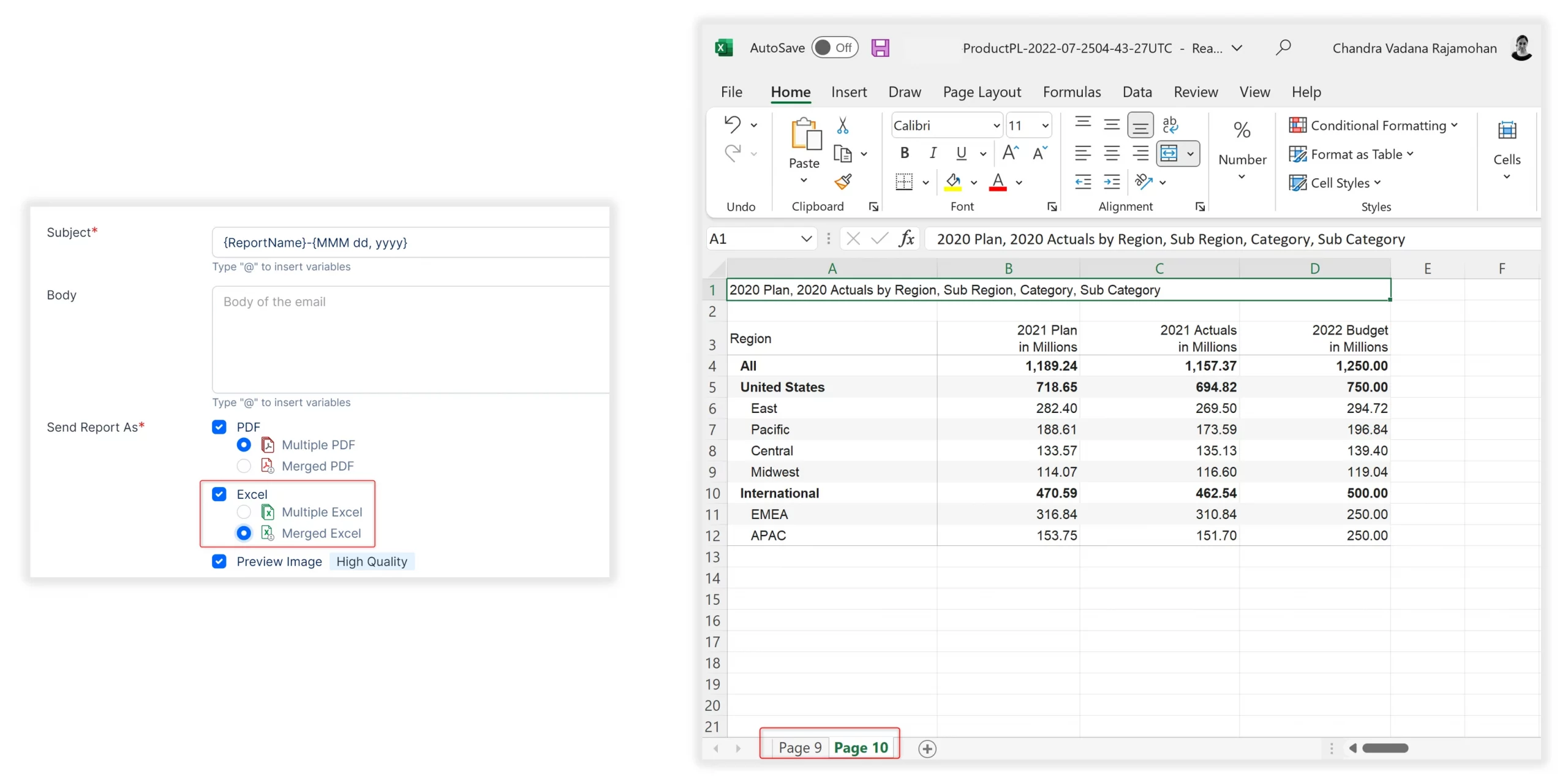 Merge PDF/Excel from multiple pages