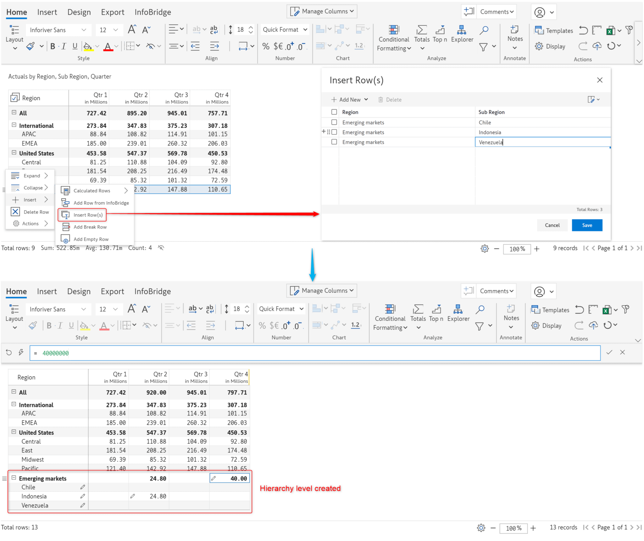 Redesigned interface for creating custom hierarchies  