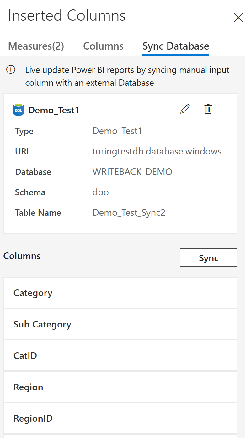 Sync Database - Sample Configuration