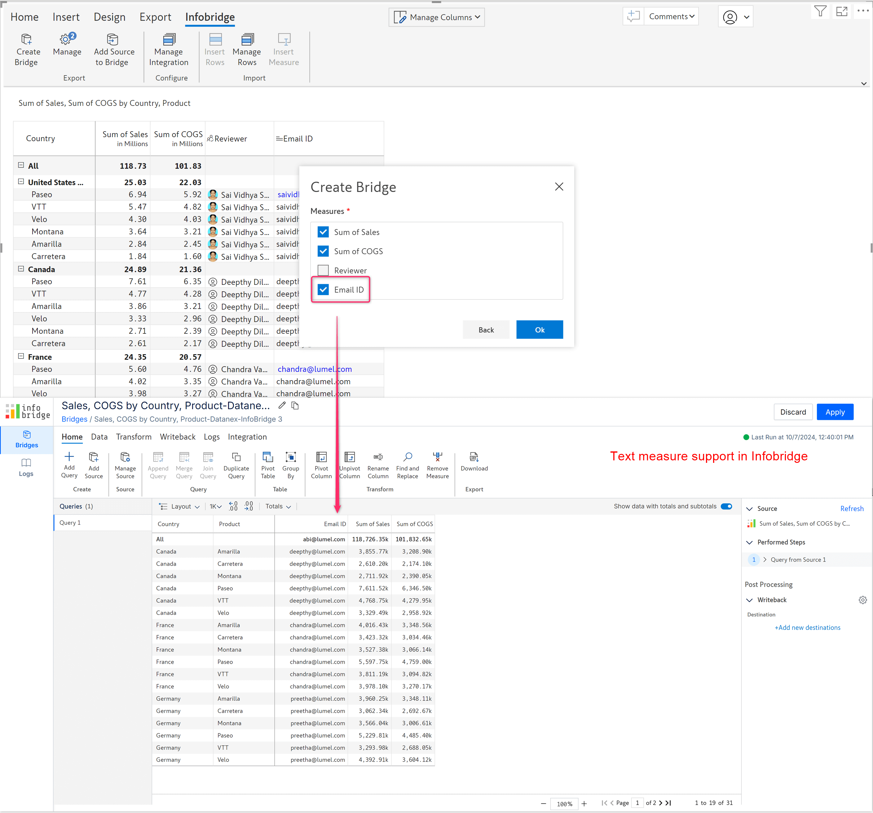 Text measure support 